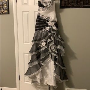 Beautiful Black & white high low corset prom dress